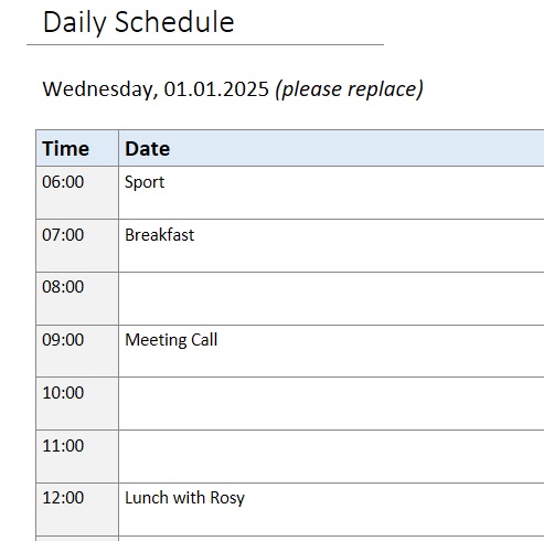 daily planner for onenote